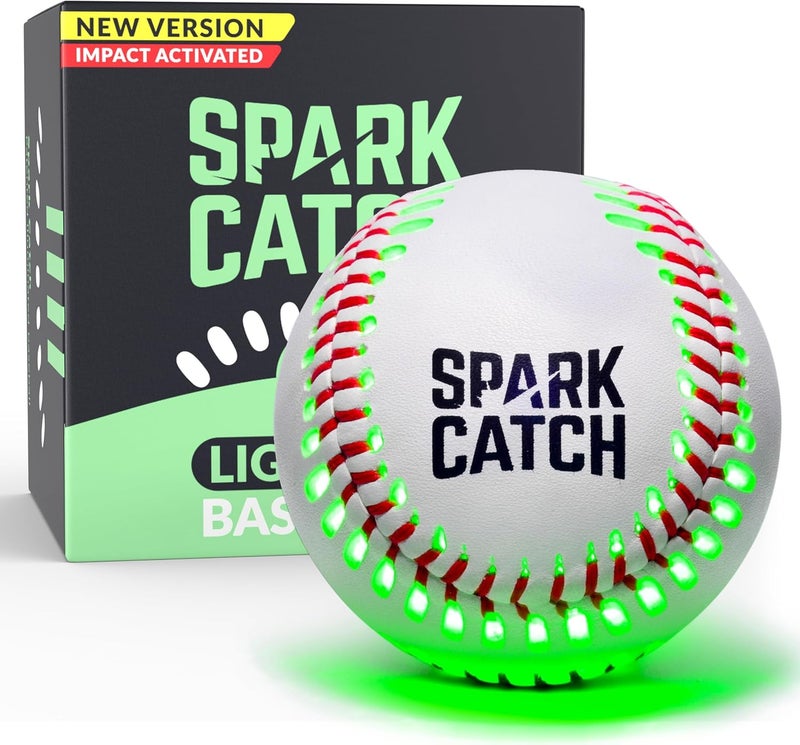 SPARK CATCH Light Up Baseball, Glow in The Dark Baseball, Sports Gear Accessories Gifts for Boys 8 9 10 11 12 13 14 15 Years Old, Kids Teens All Ages Gift Ideas - Image 1